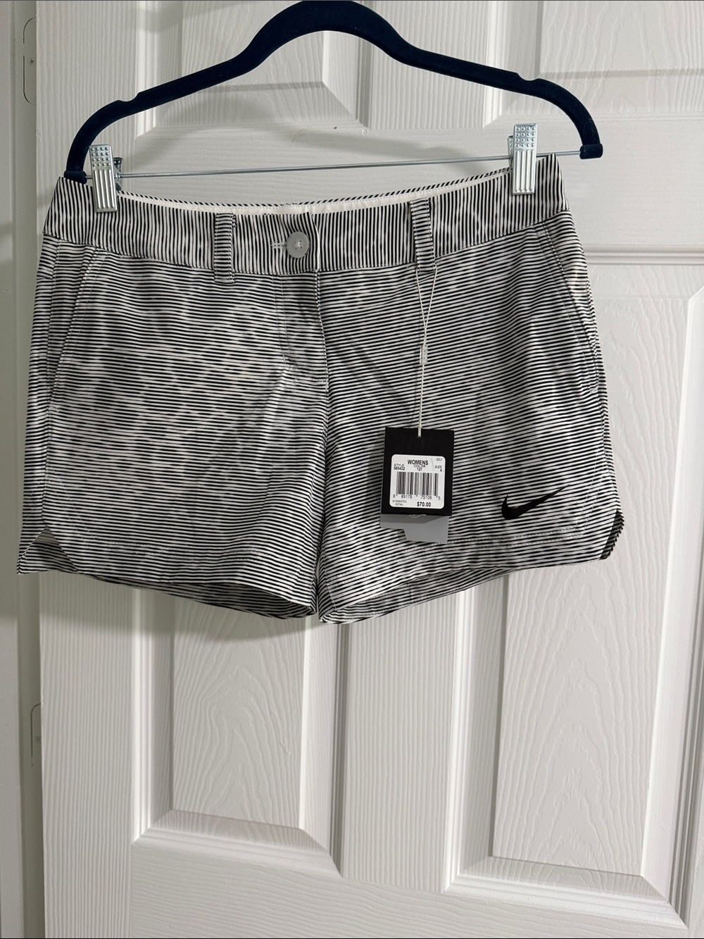 Nike Women’s Black & White Micro-Striped Athletic Shorts